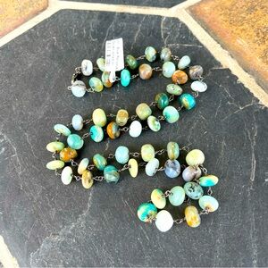 One of A Kind Large Peruvian Opal Rondells wired into Sterling silver  925 30”.